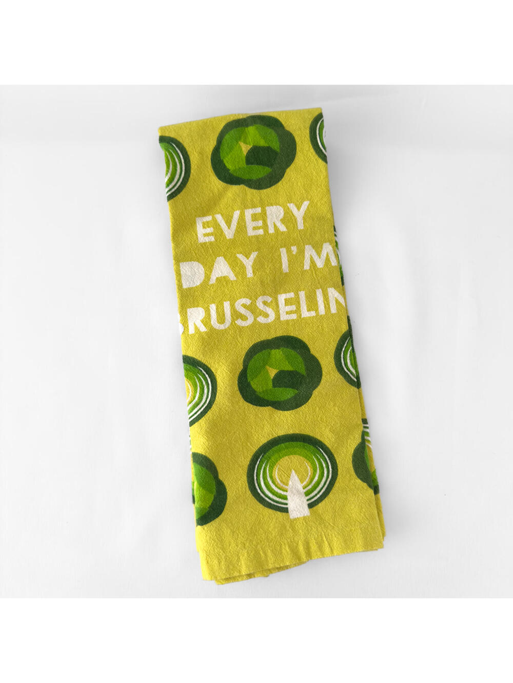 Every Day I'm‎ Brusselin' Green Novelty Kitchen Tea Towel